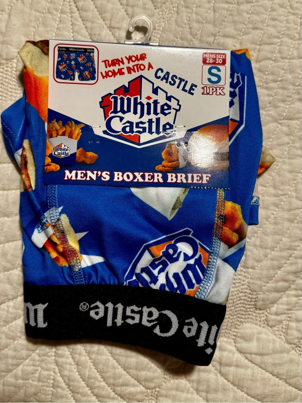 Men's Blue Logo Boxer Briefs - Novelty Fast Food Print
